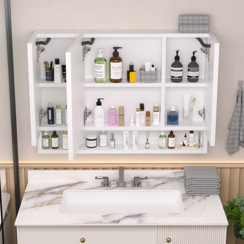 Armoires de salle de bain en aluminium, armoires à pharmacie avec miroirs et lumières DEL