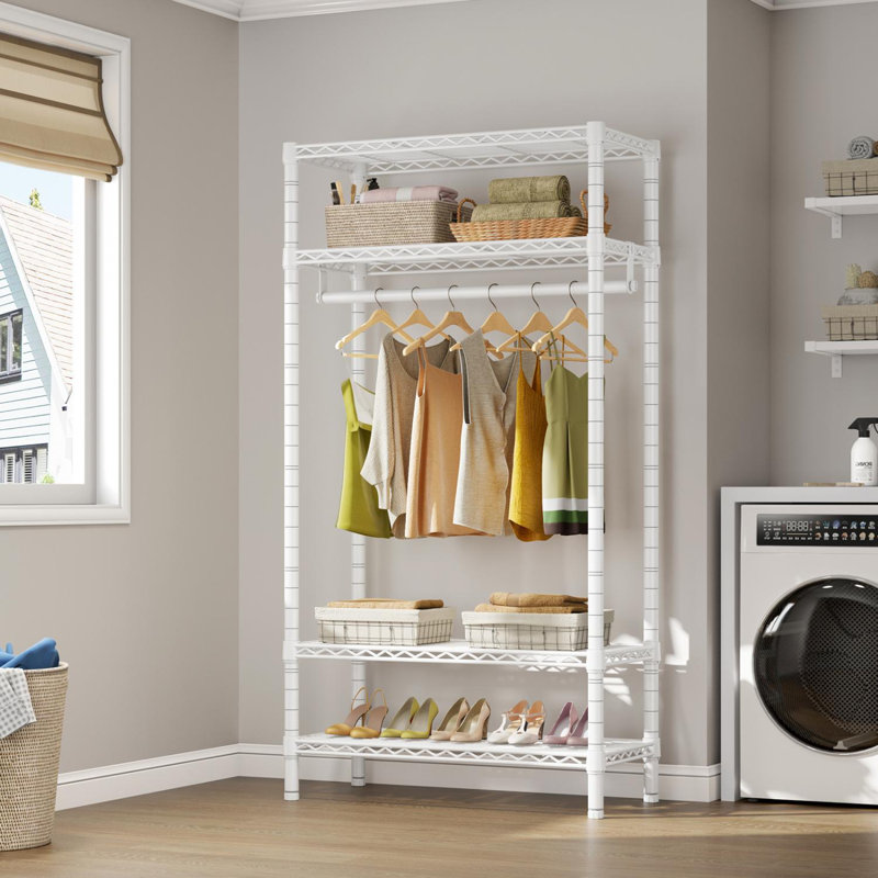 35.4'' Metal Freestanding Garment Rack, White