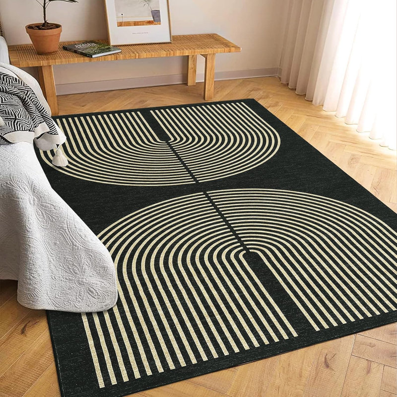 Tapis lavable moderne avec tapis antidérapant Modern, Rectangle 6 pi x 9 pi