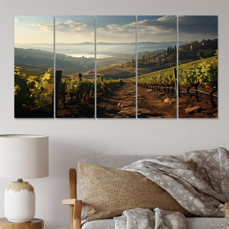 «Green Vineyard Dreamcatcher Field», impression d'art mural de ferme - 5 panneaux égaux