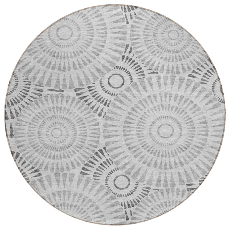 Tapis rond 8 po gris et gris