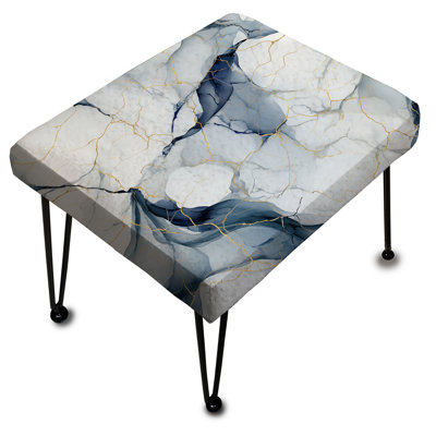 Blanc et gris Marble Harmony Motif - Repose-pieds rectangulaire en marbre