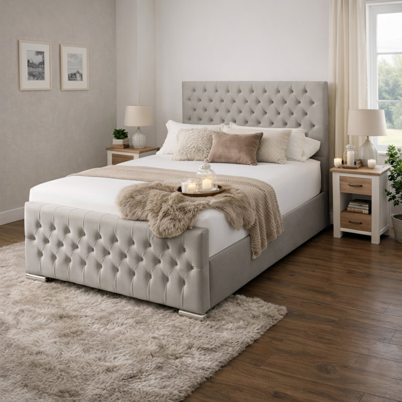 Kensington Upholstered Bed Frame, Kingsize (5'), Silver