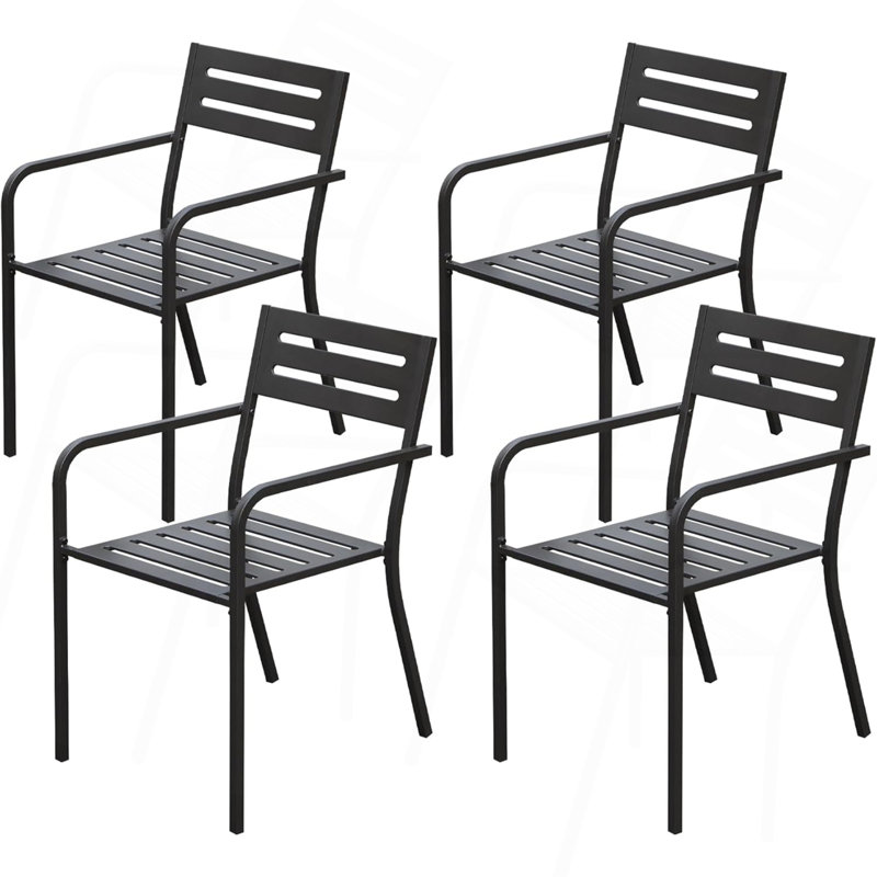 Chaises de patio empilables avec cadre en métal Dennis