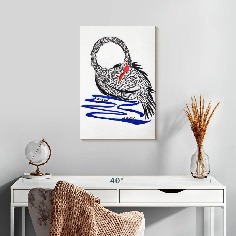 Brampt Wild Black Swan, 24" H x 16" W