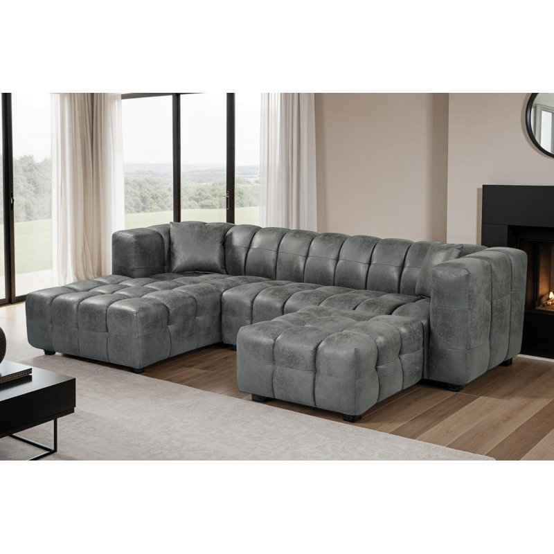 Amieleigh 5 Seater Corner Sofa , Grey, Left Hand Facing