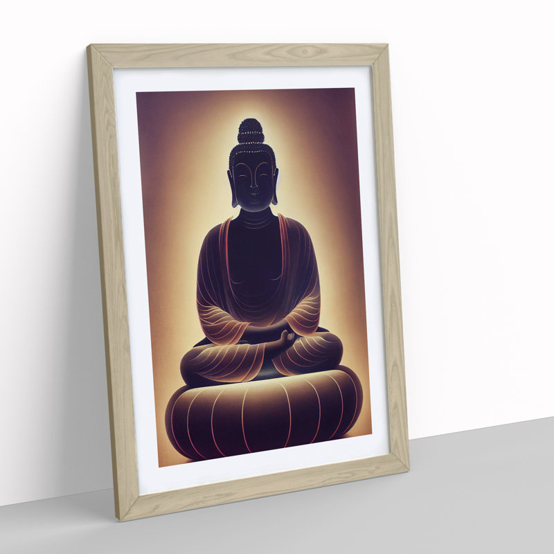 Impressive Buddha - Single Picture Frame Print, Beige, 64cm H x 46cm W