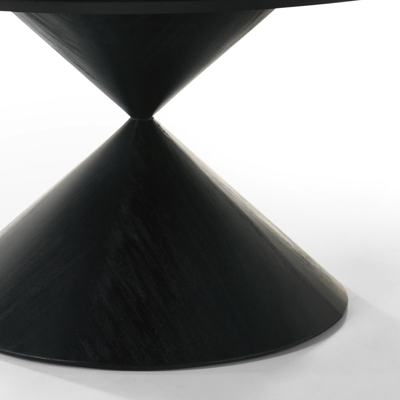 Table de salle à manger ronde 59 ", finition ébène, base, bois massif +, guéridon avec