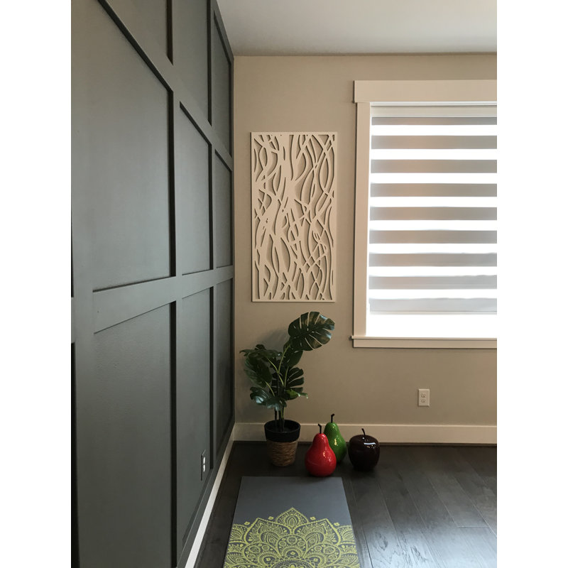 Panneau mural décoratif VIMA (Tangles) - L 48 po x l 24 po, panneau de PVC blanc avec clôture à écran privé pour la rénovation et la décoration murale