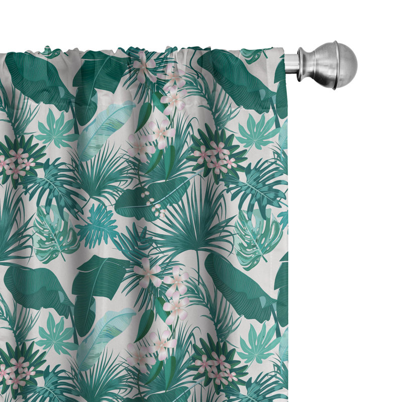 Hawaii Exotic Summer Blooming Semi-Sheer Rod Pocket Sliding Panels, 28" x 63"