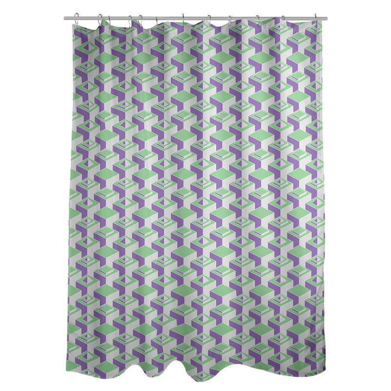 Rideau de douche simple Classic Skyscrapers, Vert / Mauve
