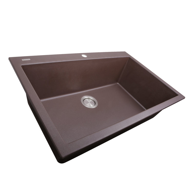 Plymouth 33'' L Single Bowl Granite Kitchen Sink, Brown