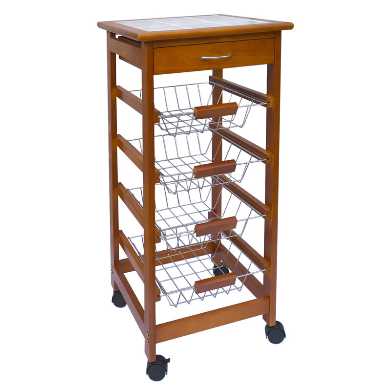 37cm W Solid Wood Kitchen Island, Brown, 76cm H x 37cm W x 37cm D
