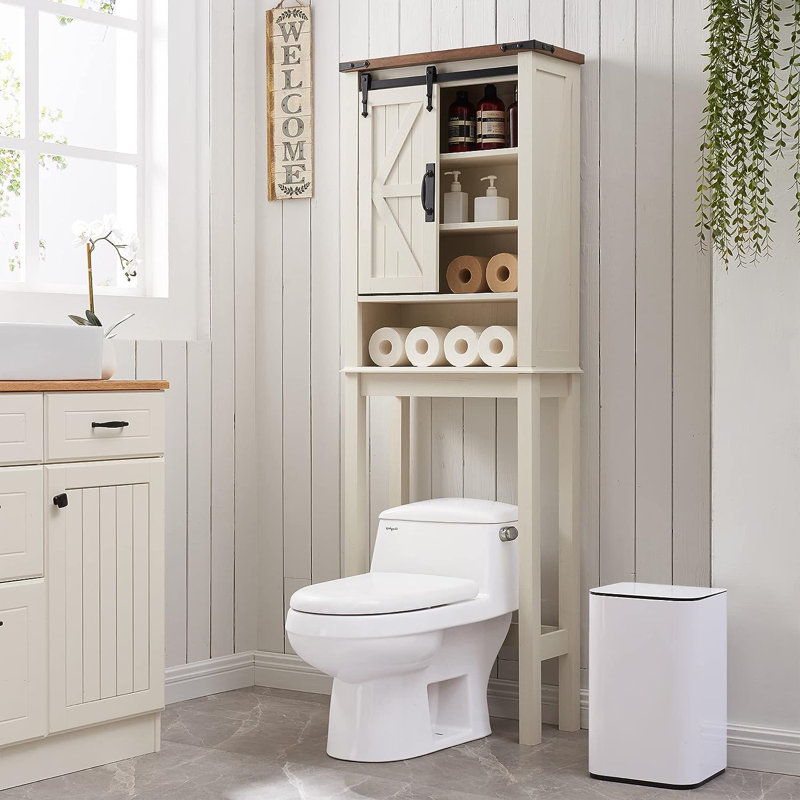 Rangement autoportant au-dessus de la toilette Efim Oak, Blanc