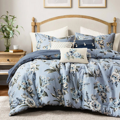 Édredon très grand floral rétro, 7 pièces avec coussins brodés, literie réversible 7 pièces confort et qualité toutes saisons, rembourrage, standard 100