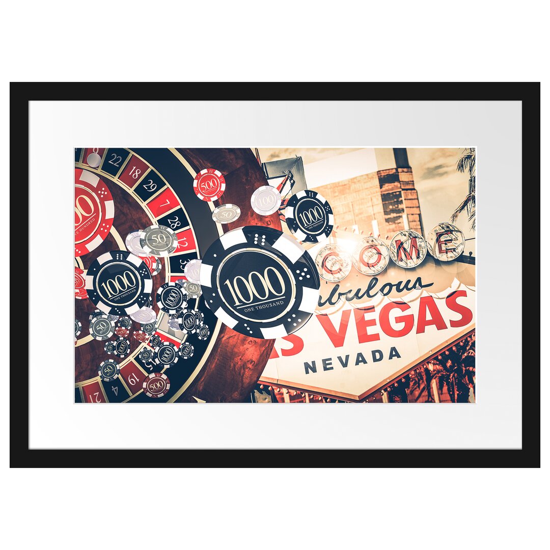 Gerahmtes Poster Las Vegas Casino Roulette