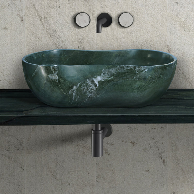 Lavabo vasque de salle de bain en marbre vert naturel, Vert