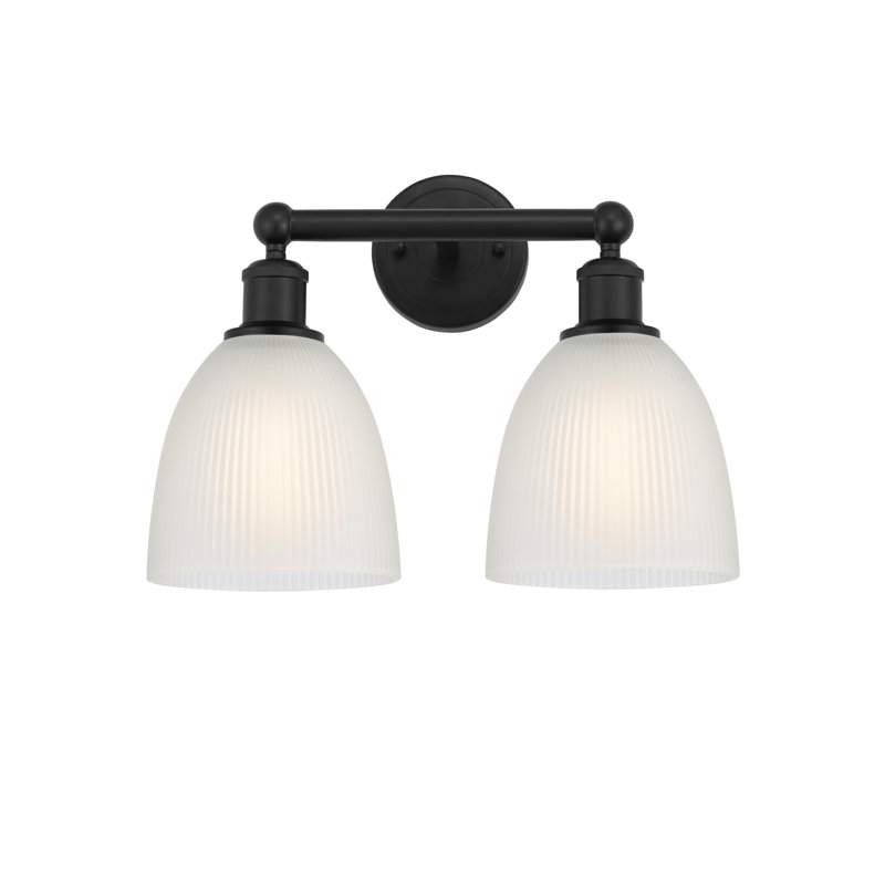 Éclairage pour meuble-lavabo à 2 lumières 15 pouces Philomene, Noir mat, Blanc