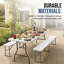 Ensemble de table de pique-nique pliable Simpli-Magic de 6 pi avec 2 bancs, table en plastique portative robuste d'une capacité de 300 lb, ensemble intérieur / extérieur avec poignée de transport et pieds verrouillables pour les fêtes, le camping, les pique-niques et les événements, blanc-128762505