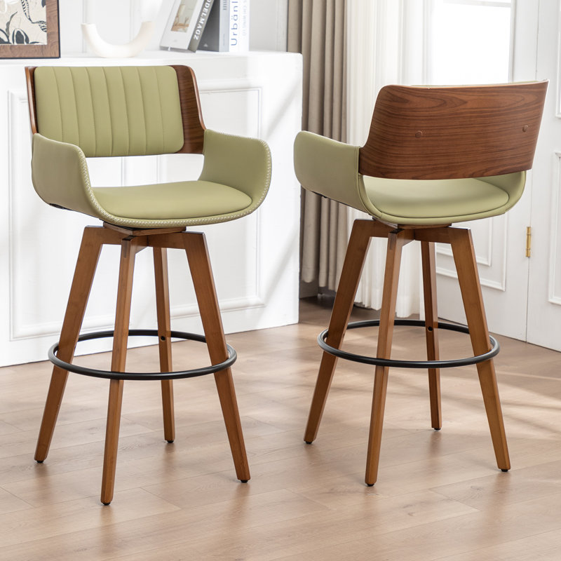 Tabourets pivotants rembourrés en similicuir Modern, Vert, Tabouret de bar (siège d'une hauteur de 29,72 po)