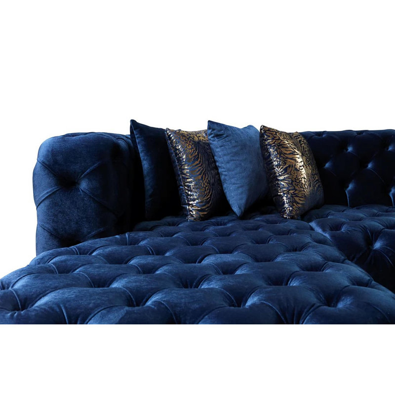 Canapé modulaire 3 pièces Madele, Velours bleu