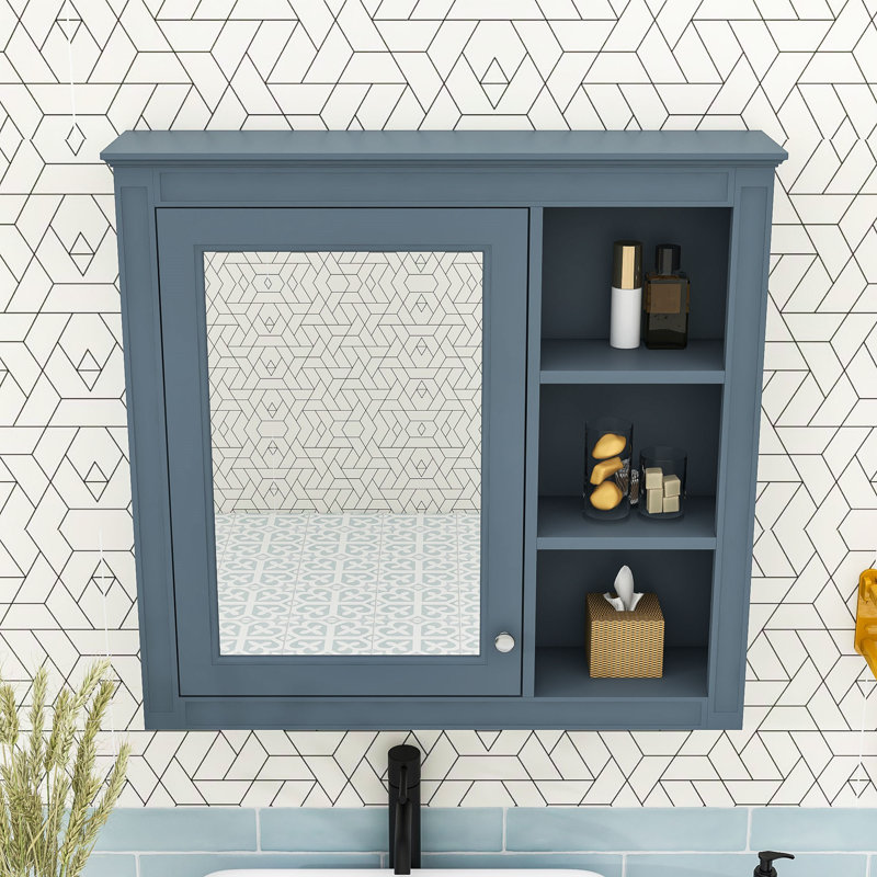 Armoire à pharmacie murale avec miroir Vionda, Bleu gris