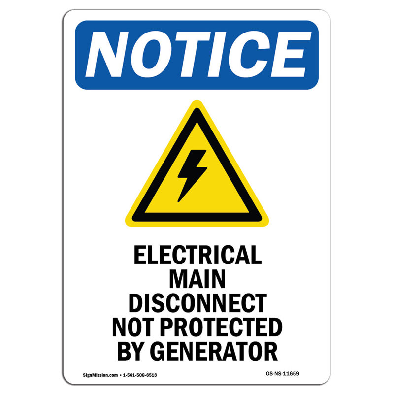 Notice Electrical Main Disconnect