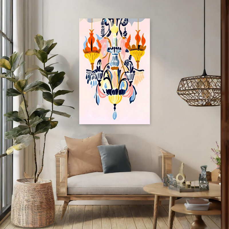 Art contemporain contemporain rétro coloré, H 48 po x l 32 po