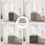Meuble-lavabo simple en chêne gris avec plateau en quartz blanc-914856080