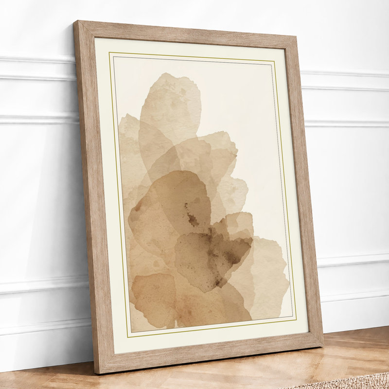 Layered Earth Forms Minimalist - Framed Print, A2 - 59.4 x 42.0 cm, Oak