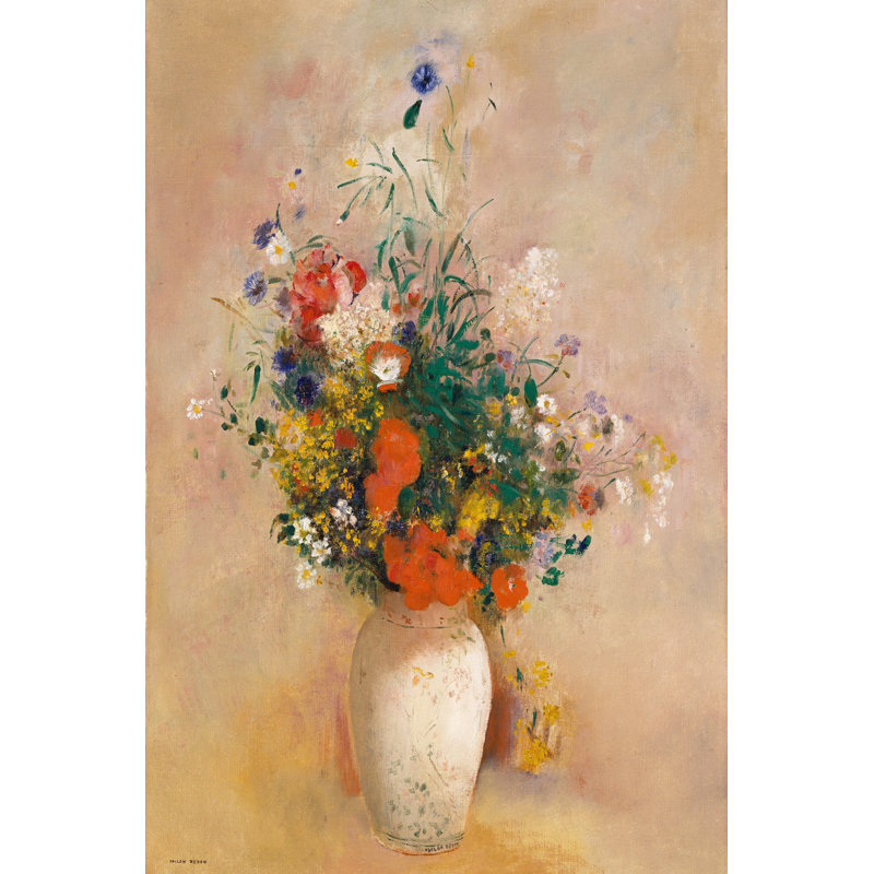 Vase Of Flowers (Pink Background) by Odilon Redon - Wrapped Canvas Print, 122cm H x 81cm W x 3.8cm D