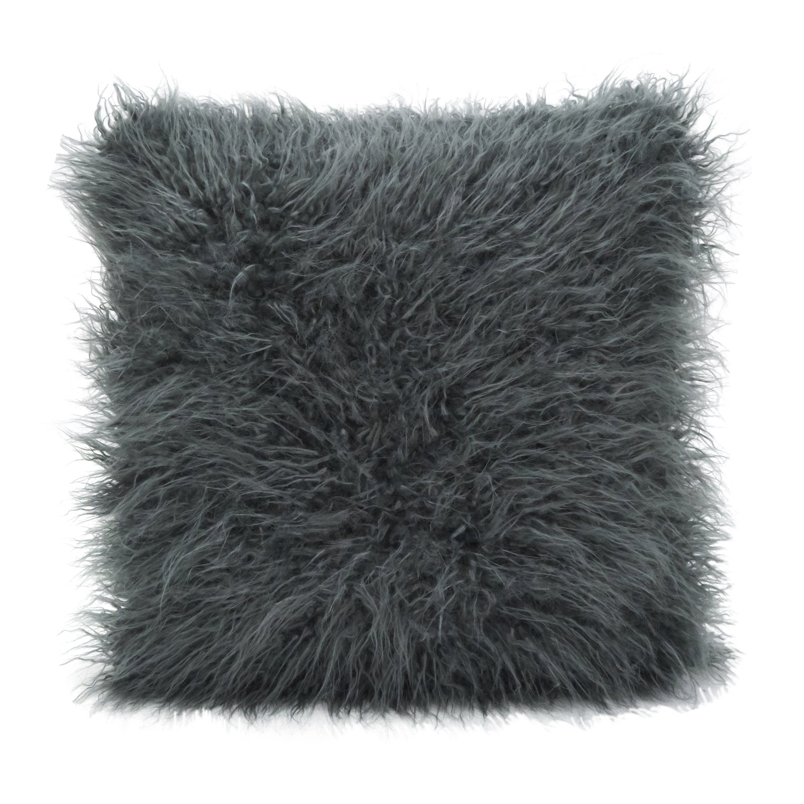 Faux Mongolian Collection Throw Pillow, Slate, 22"H x 22"W