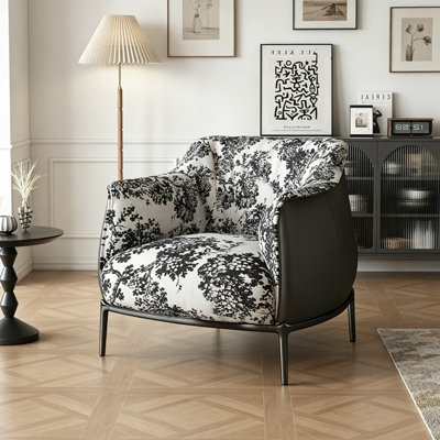 Simple Retro Plant-patterned Fabric Accent Chair