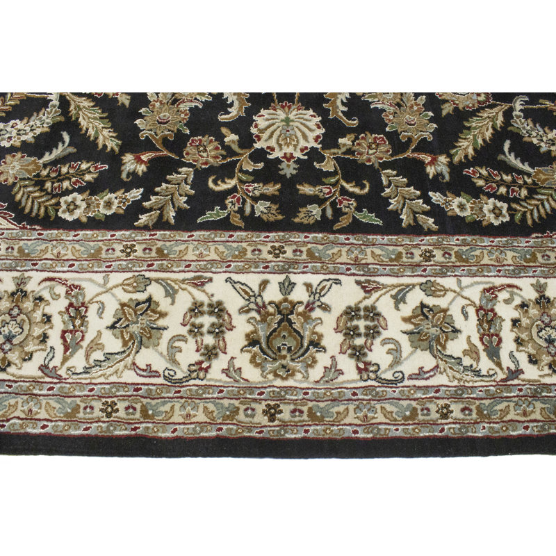 Tapis oriental noir Indo-nain 9x12