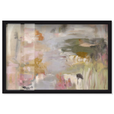 «Poem of Pale Hues», art mural abstrait par Art Remedy, cadre noir, 46 x 31 po