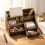 Organisateur de bureau en bois rustique avec trieur de courrier et tiroir, support d'accessoires de bureau de table pour le rangement des lettres, du papier et des stylos