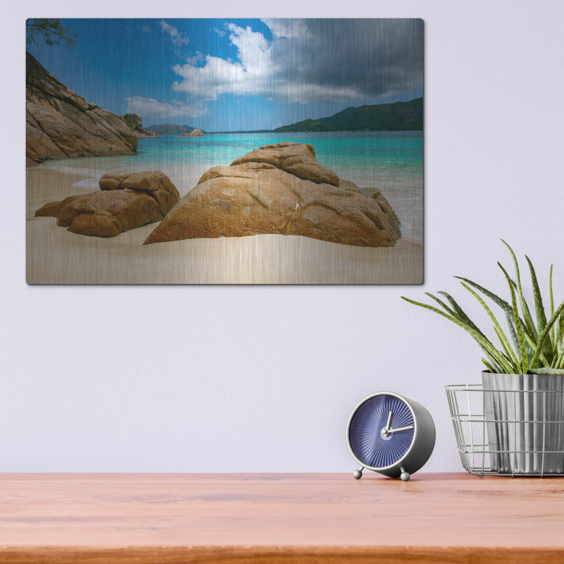Seychelles Beach, art mural en métal 3 pi, H 12 po x l 16 po