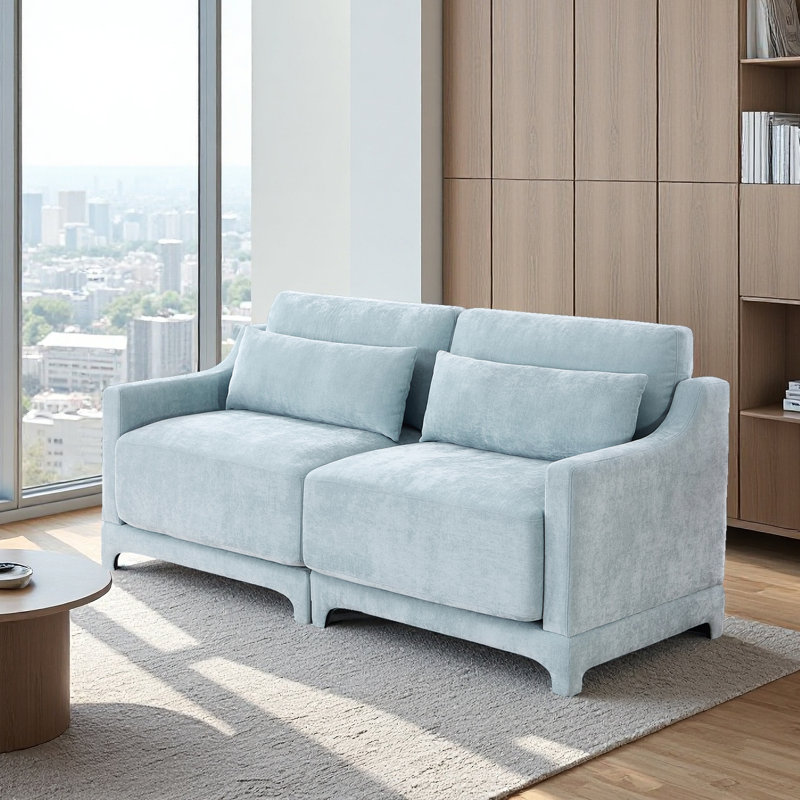 Loveseat Chenille Fabric Sofa, High - Quality Wood Frame, Resilient Sponge, Living Rooms, Reading Nooks, Blue