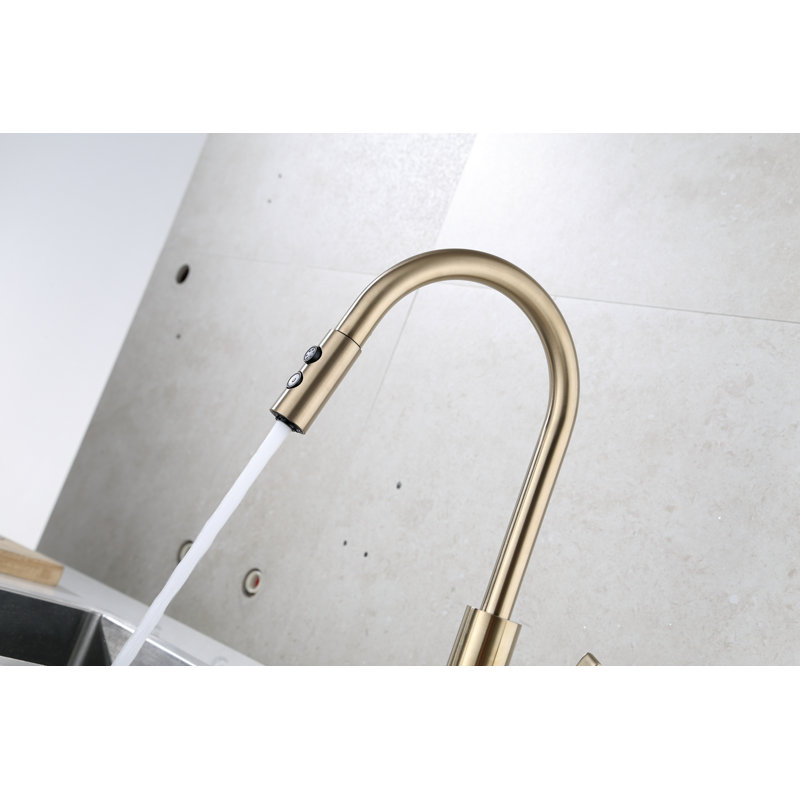 RunFine Group Pull Down Kitchen Faucet, Matte Gold