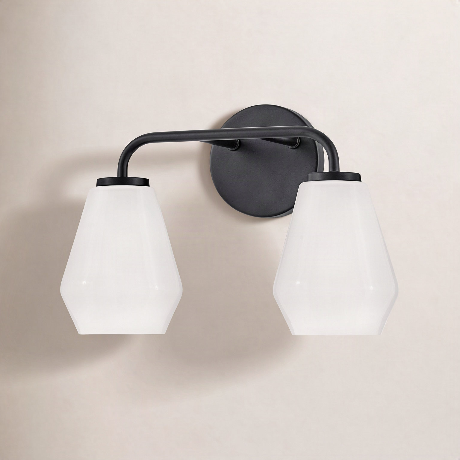 Cantera 2 Light Frosted Vanity Light, Black
