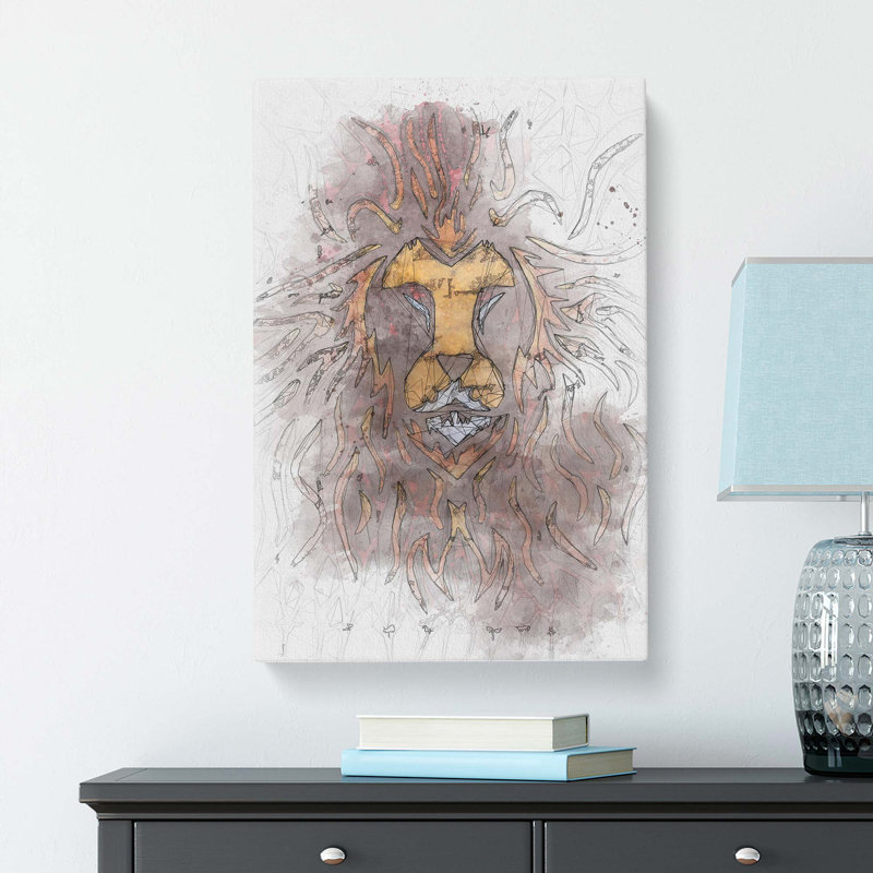 Lion Art In Abstract - Wrapped Canvas, 76cm H x 50cm W x 3cm D