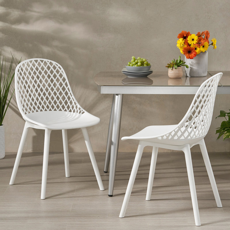 Chaises d'extérieur en polypropylène blanc, Blanc