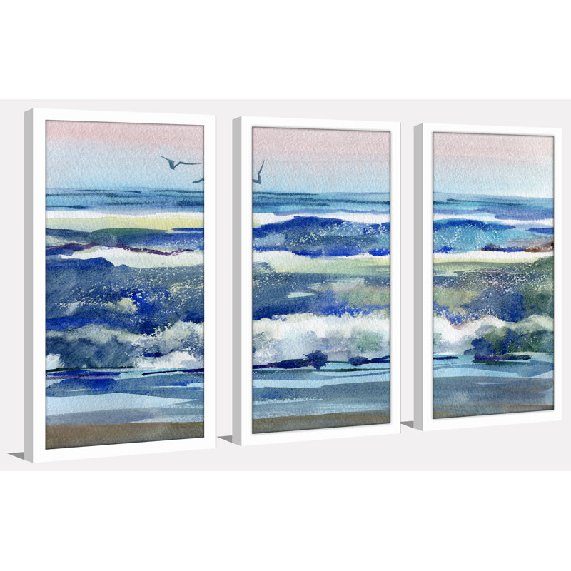« h2o 1 », ensemble de 3 reproductions d’art encadrées, H 33,5 po x l 52,5 po x P 1 po