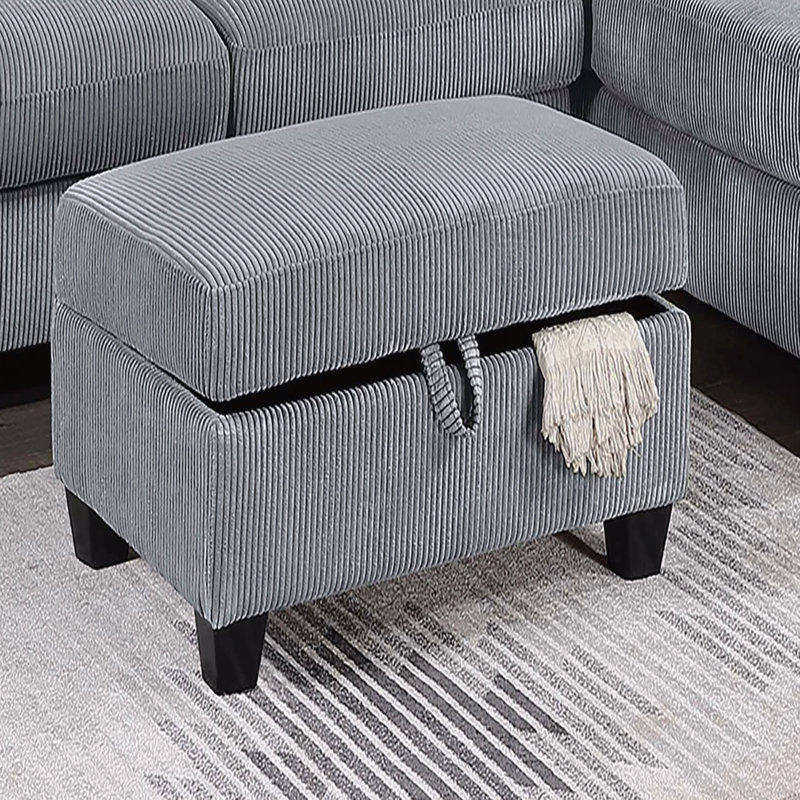 Contemporary Style 3Pc Sectional Set Right Arm Chaise Left Arm Sofa W/ Usb Port Storage Ottoman Throw Pillow Wooden Legs Fog Finish Primary Living Room