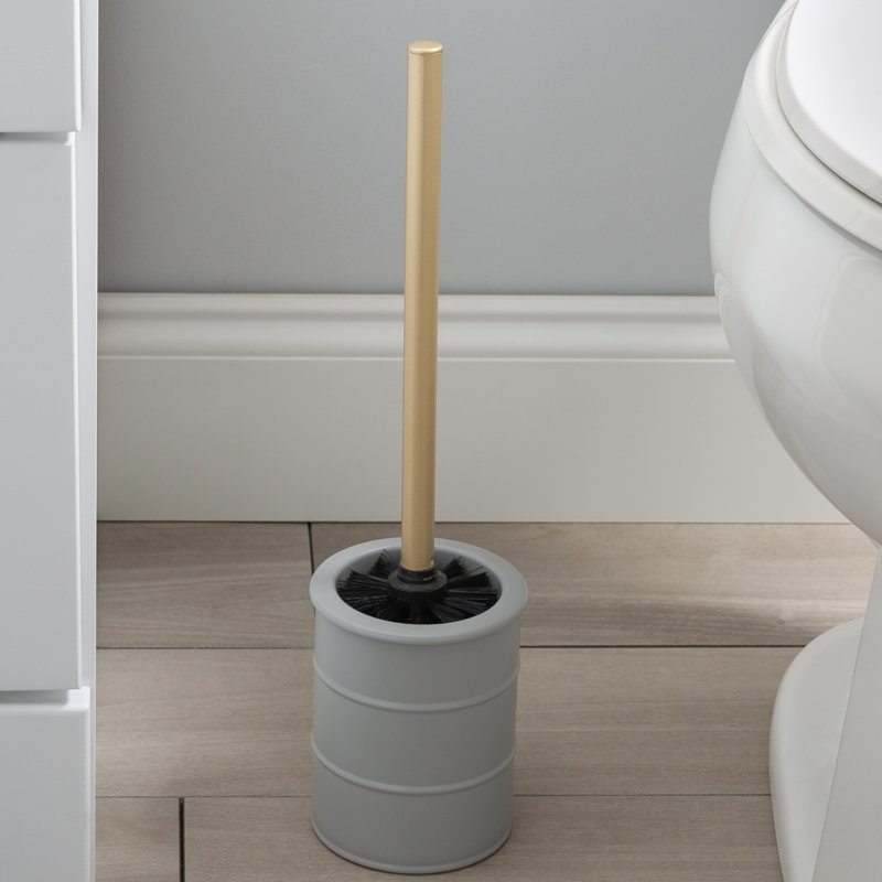 Brosse et support de toilette sur pied 15,75 po en métal, gris