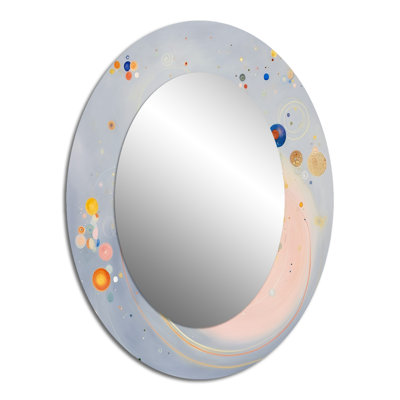 Cosmic Blueprint Vintage Universe Illustration II - Modern Oval Wall Mirror