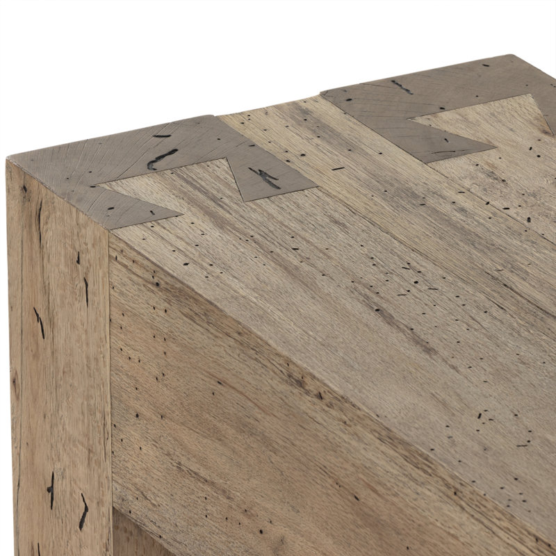 Abaso 86'' W Console Table, 33" H x 86" W x 20.25" D, Rustic Wormwood Oak