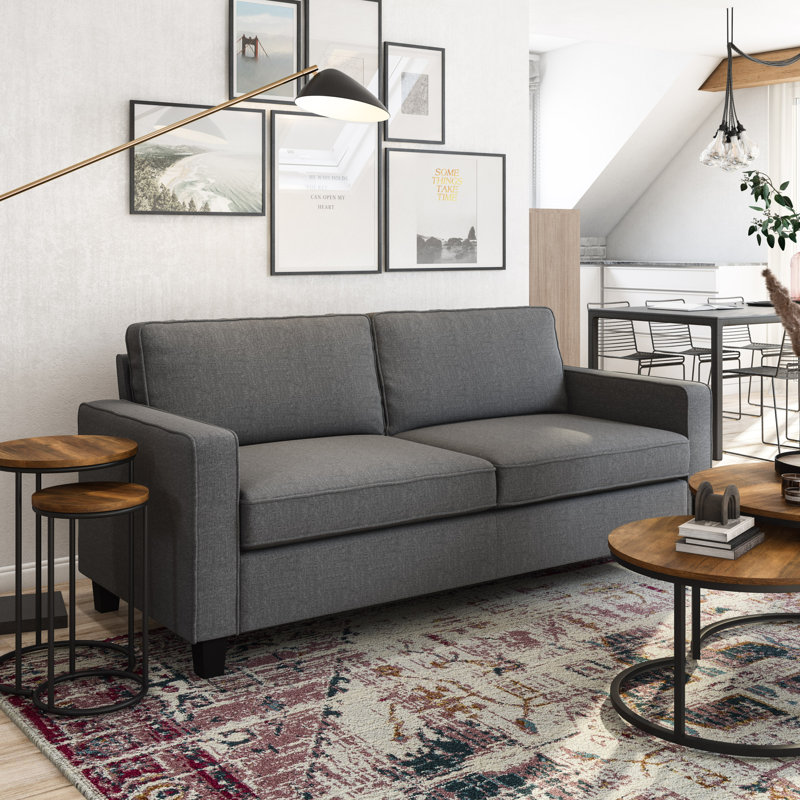 Canapé à accoudoirs carrés 77,5 po, Gris foncé