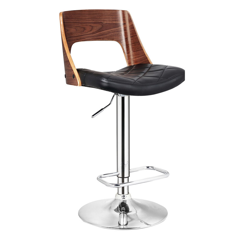 Retro-Style Adjustable Swivel Bar Stool With Back And Diamond Finish, 24"-32.3" Height, 360 Turn, Modern Design, Black, American Metal Element Contemporary Seat, Rotate, Retro Look, Framework