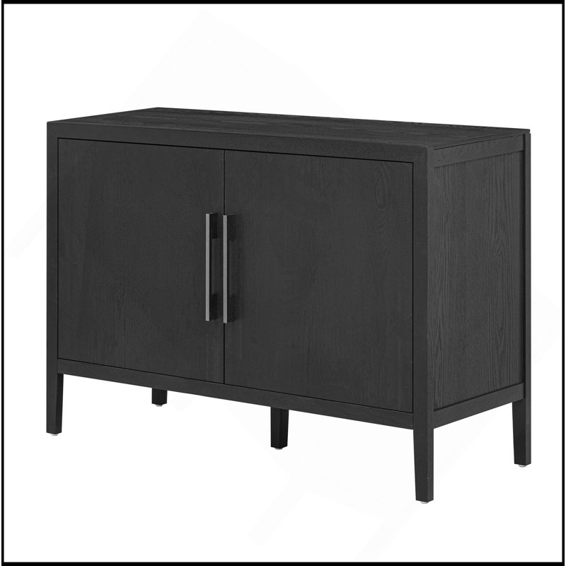 Buffet avec 2 poignées en métal et 2 portes pour le couloir, l'entrée et le salon, Noir